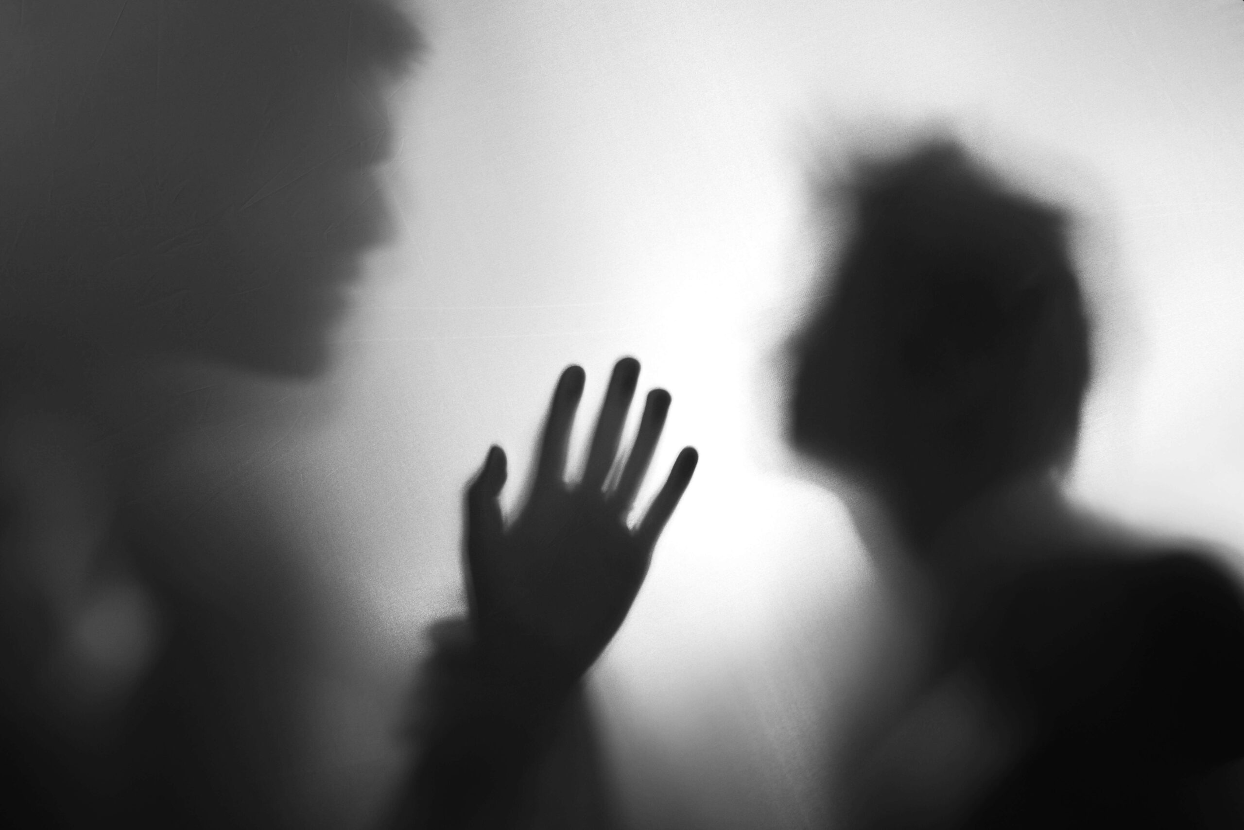 Black and white photograph of two people