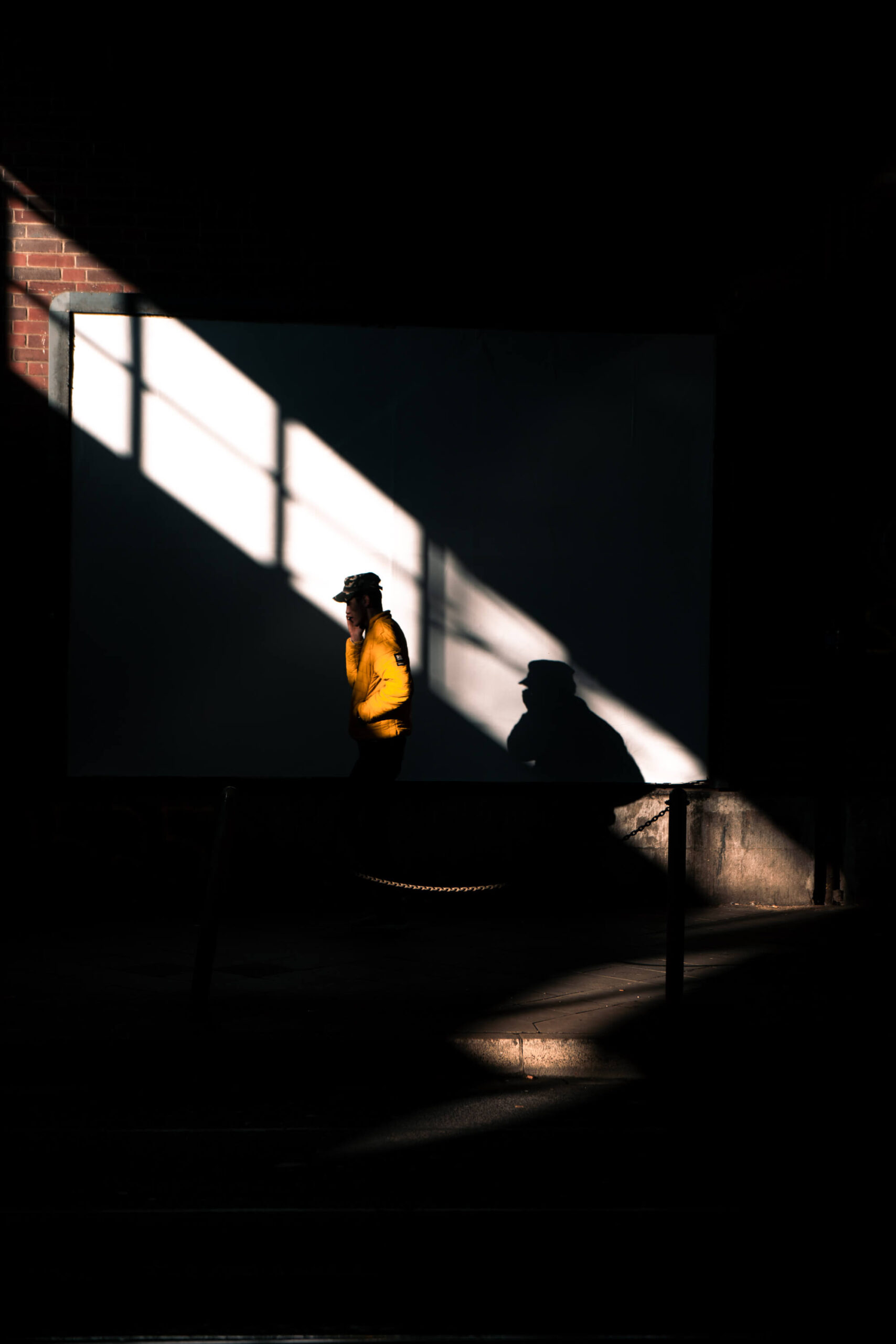 Man under a bridge in Dusseldorf