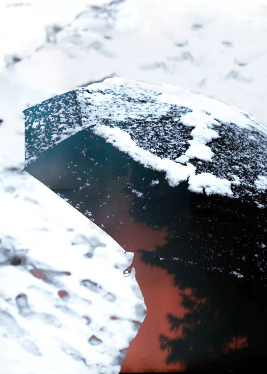 A double exposure photo of a snowy day in Vienna
