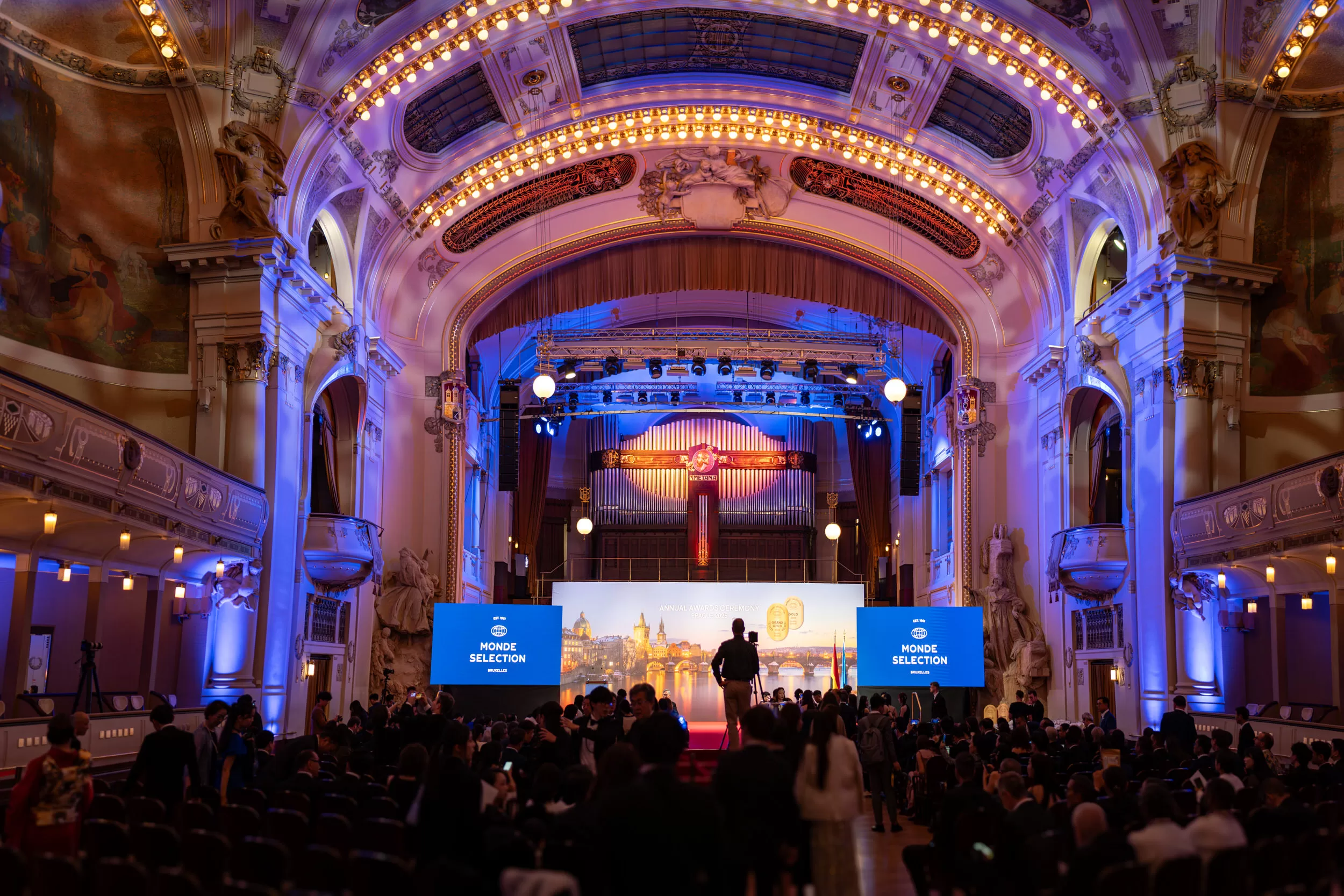 The grand hall of an award ceremony in Prague