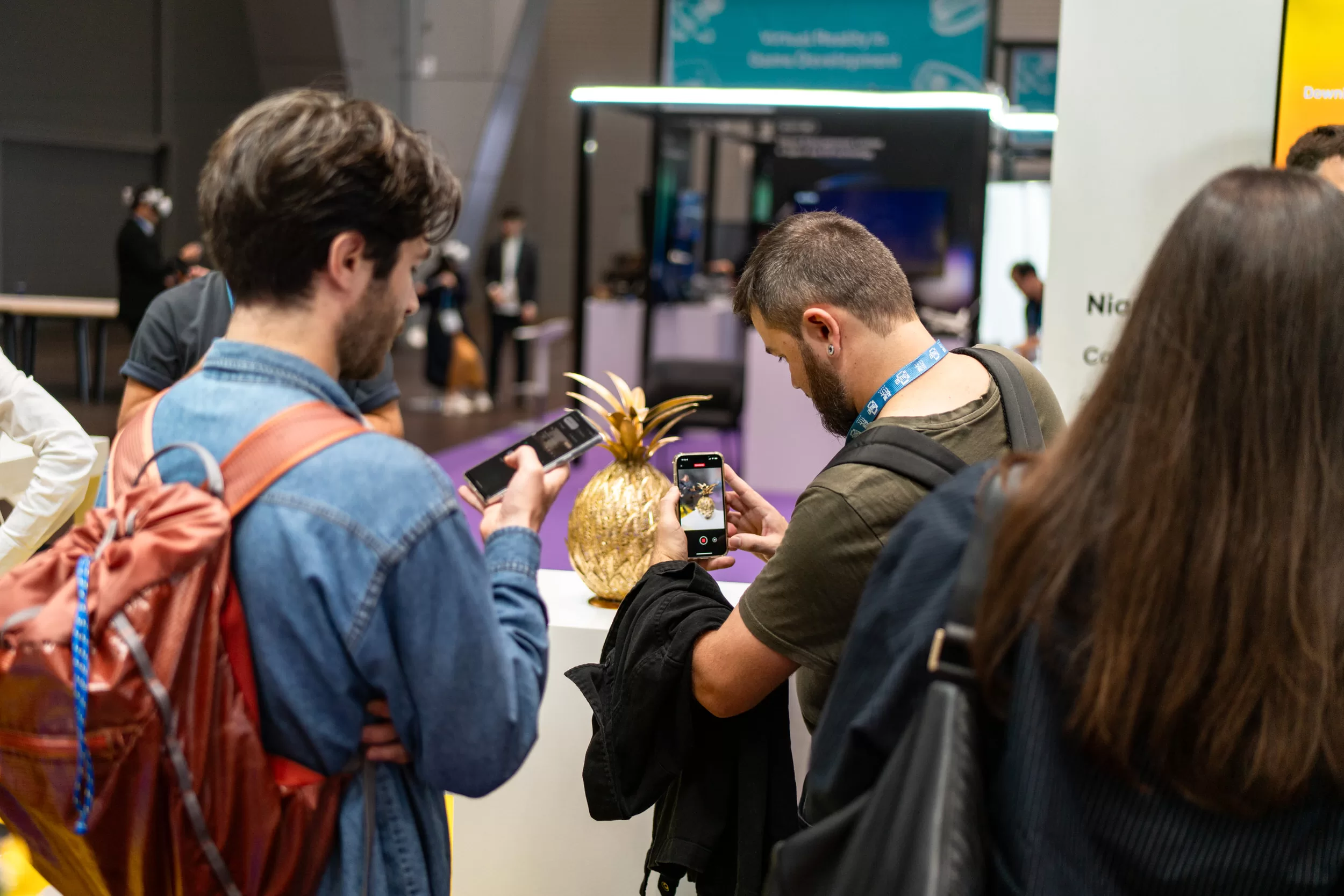 People use new ar app at a tech exhibition