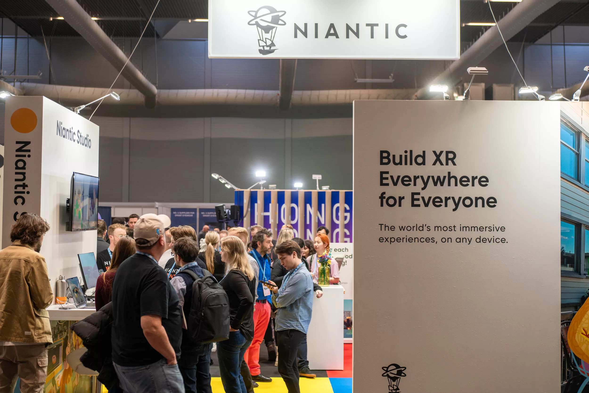 Atmosphere shot of people on a trade exhibition