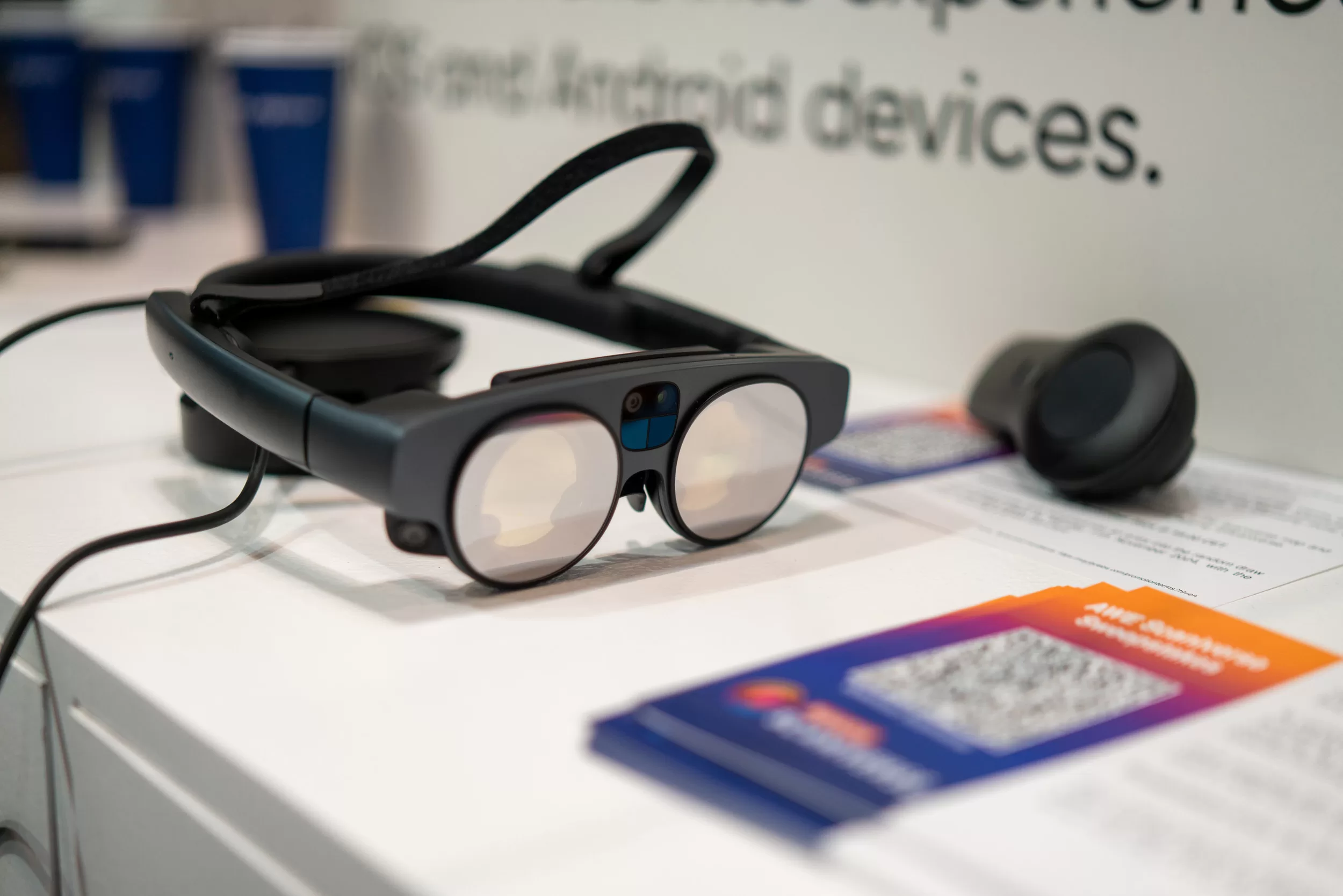 Closeup ar glasses at an expo