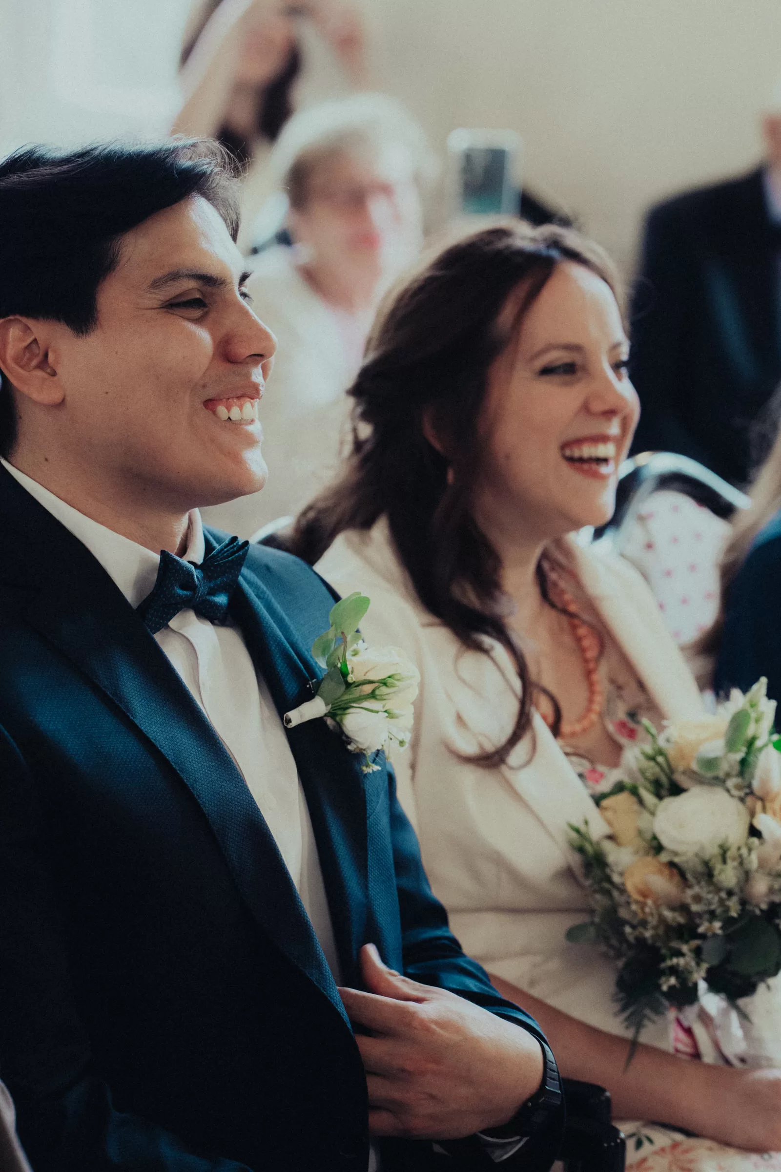 Portrait of newlyweds during their ceremony in a Viennese civil office