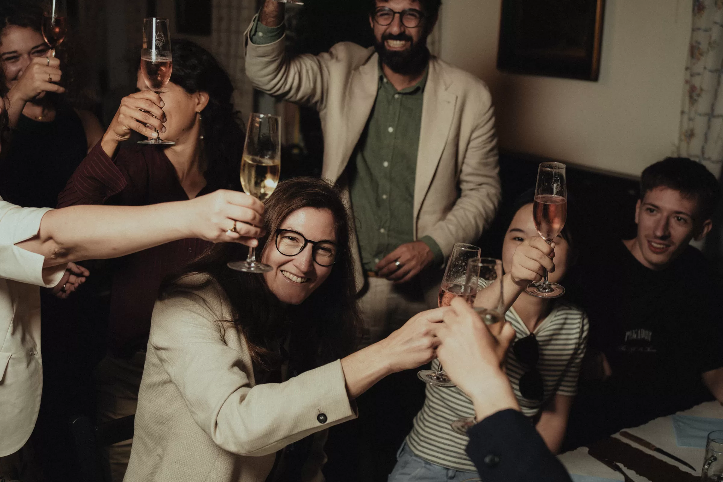 People celebrating a wedding in vienna at a restaurant