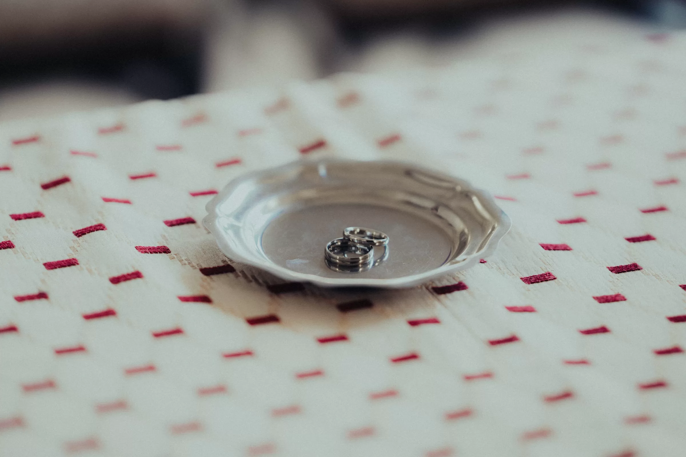 Wedding rings on a table in the registry office