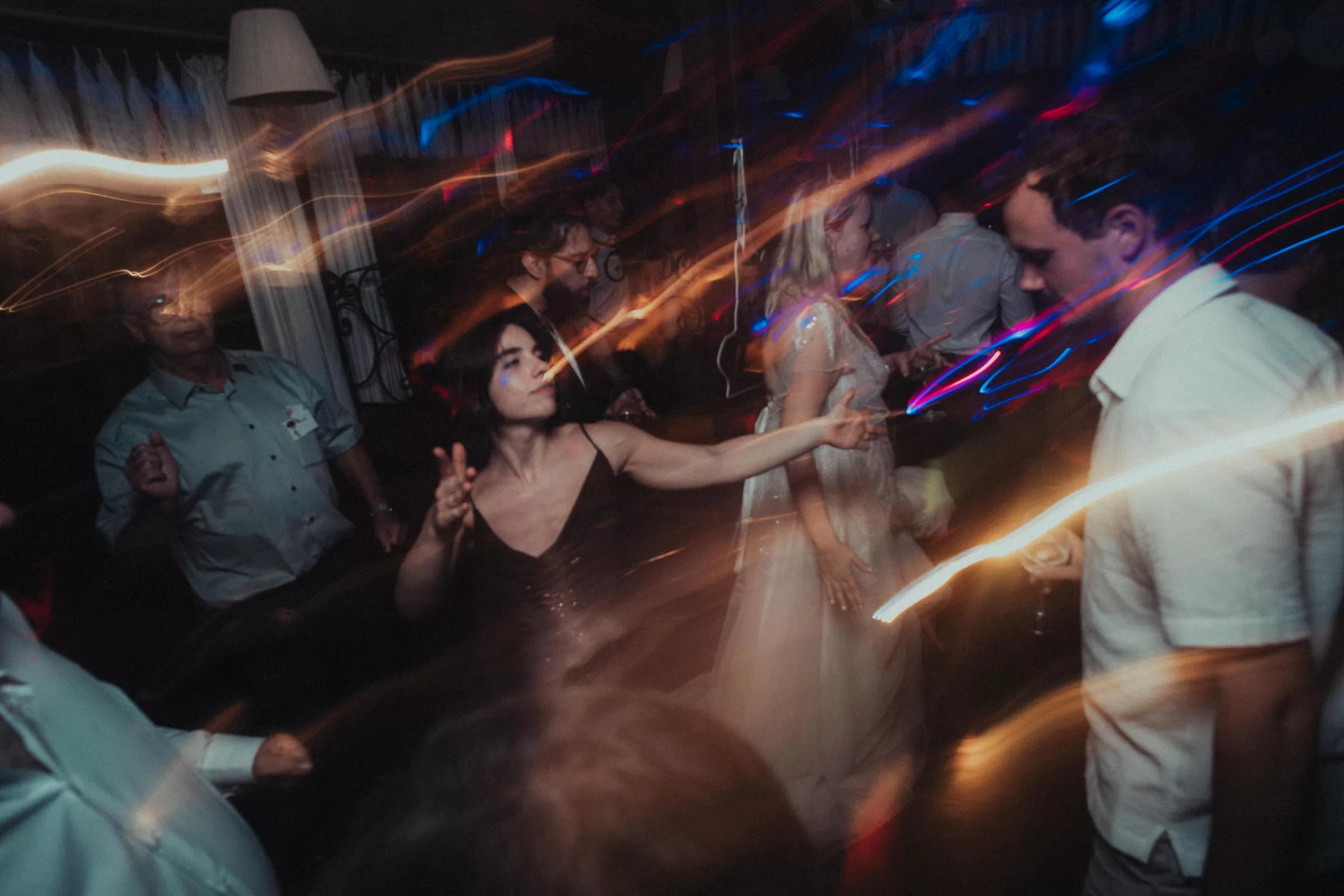 Guests dancing at a wedding