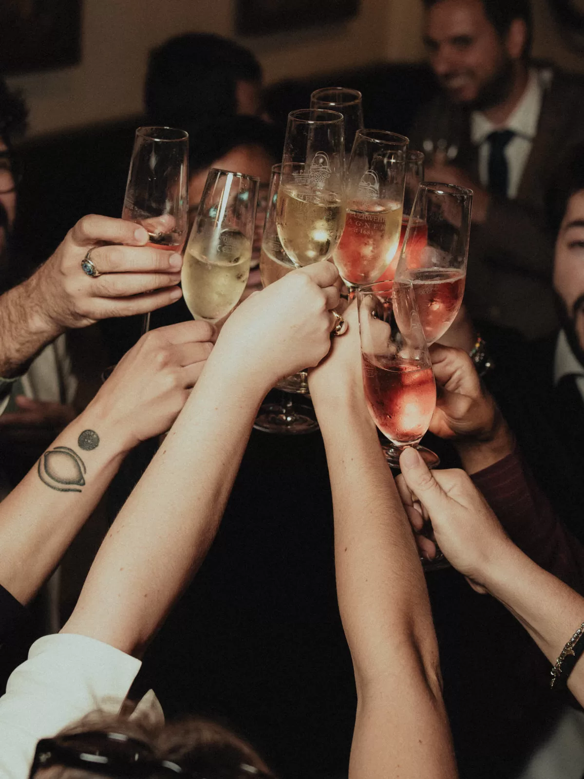 Guests raising glasses on a wedding in vienna